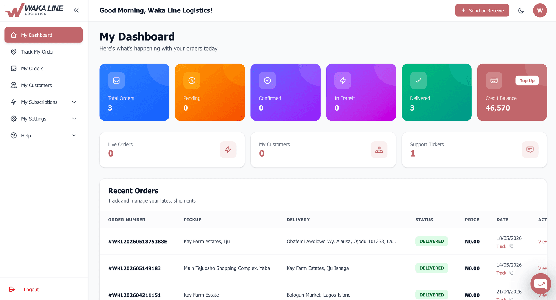 Manage everything from one place on Waka Line Logistics